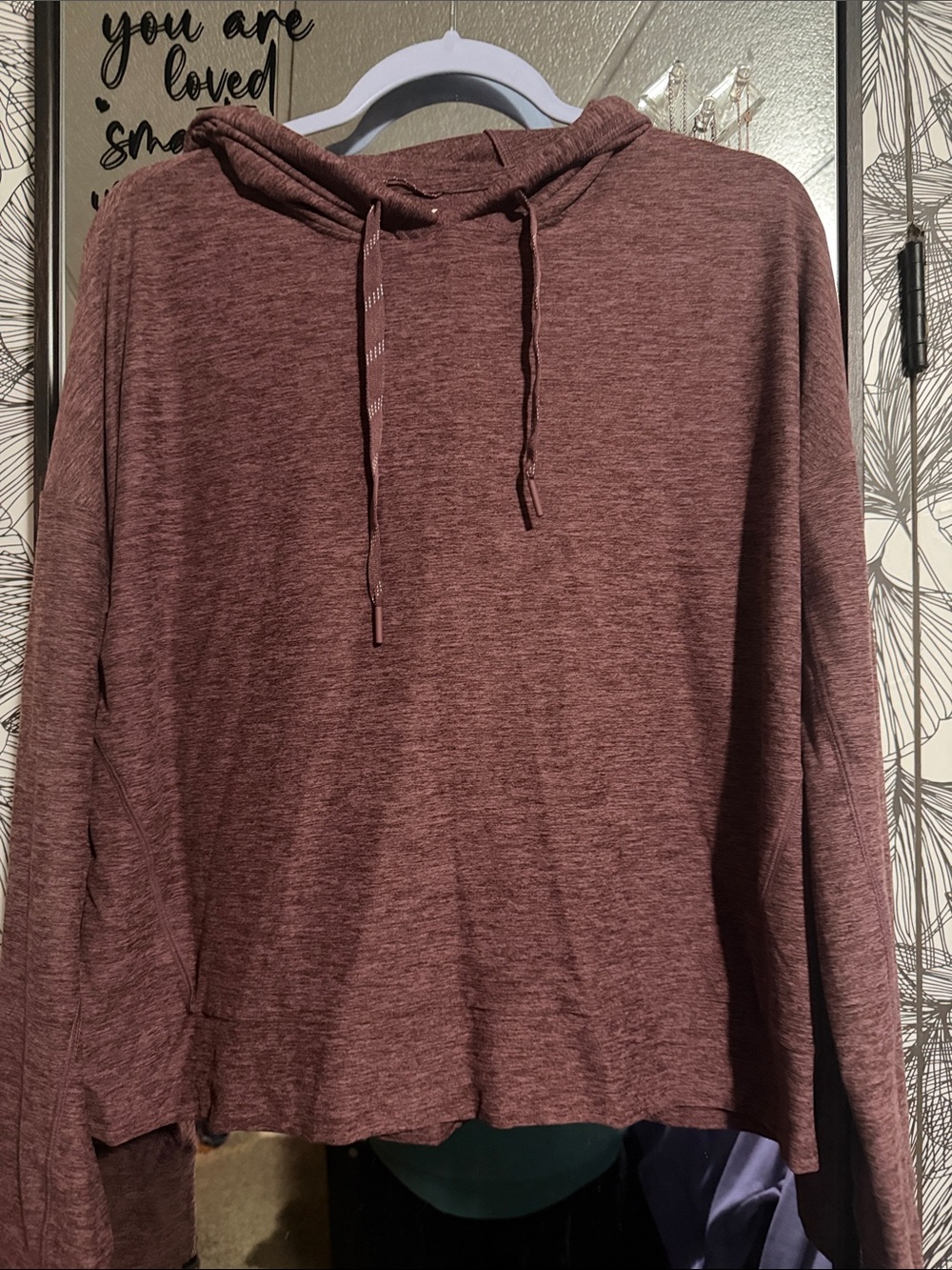 Women's Heathered Burgundy Pullover Hoodie